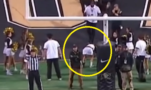 Cheerleader wasn’t looking, got hit in head by 60-yard field goal (video)