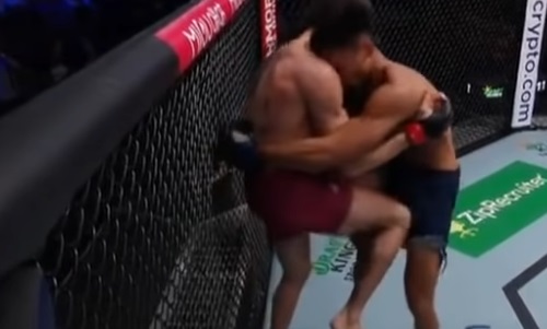 Two UFC fighters land painful crotch shot at the exact same time (video)