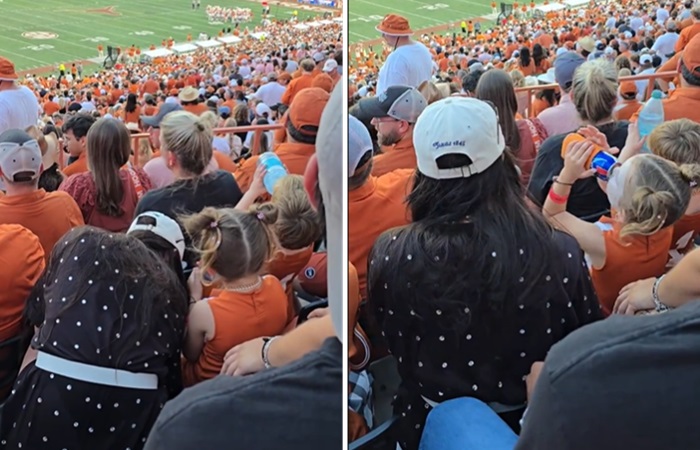 Toddler chugs mom’s beer during college football game